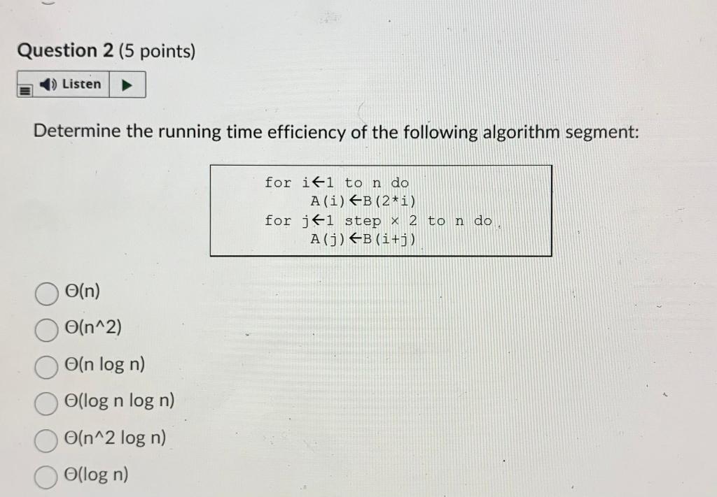 Solved Determine the running time efficiency of the | Chegg.com