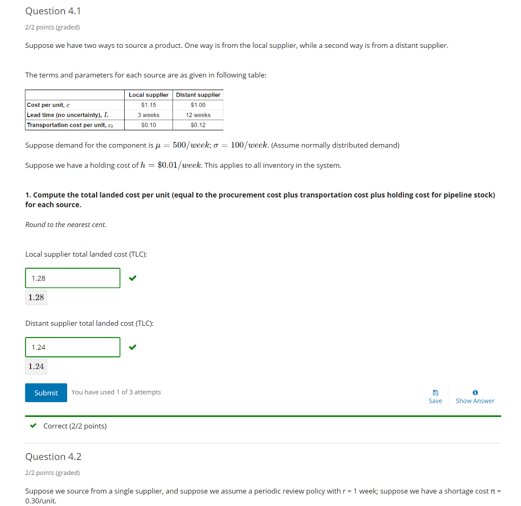 Question 4.1 2/2 points (graded) Suppose we have two | Chegg.com