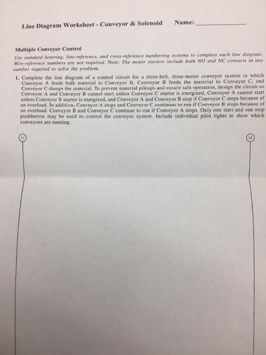Solved Name Line Diagram WorksheetConveyor & Solenoid