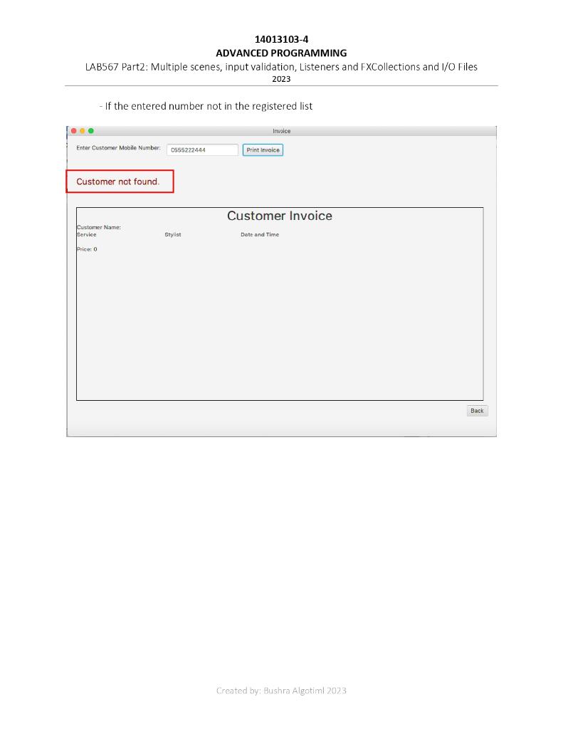 Solved 14013103-4 ADVANCED PROGRAMMING LAB567 Part2: | Chegg.com