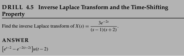 Solved DRILL 4.5 Inverse Laplace Transform and the | Chegg.com