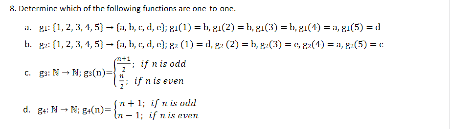 Solved 8. Determine which of the following functions are | Chegg.com