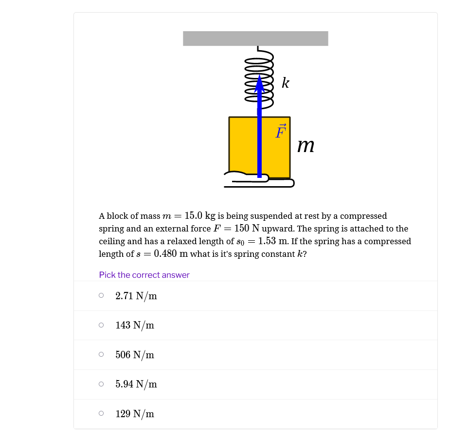 Solved A Block Of Mass M=15.0 Kg Is Being Suspended At Rest | Chegg.com