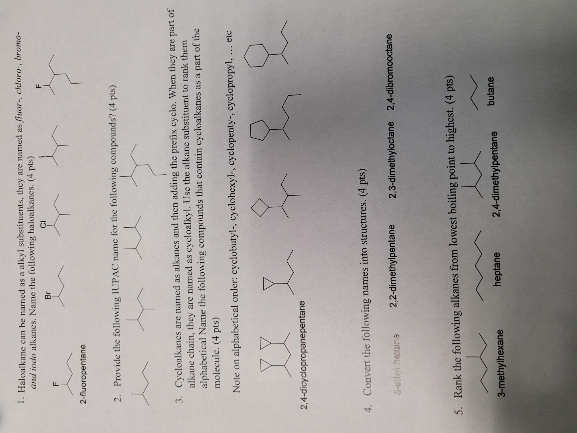 Solved 1. Haloalkane Can Be Named As A Alkyl Substituents, | Chegg.com