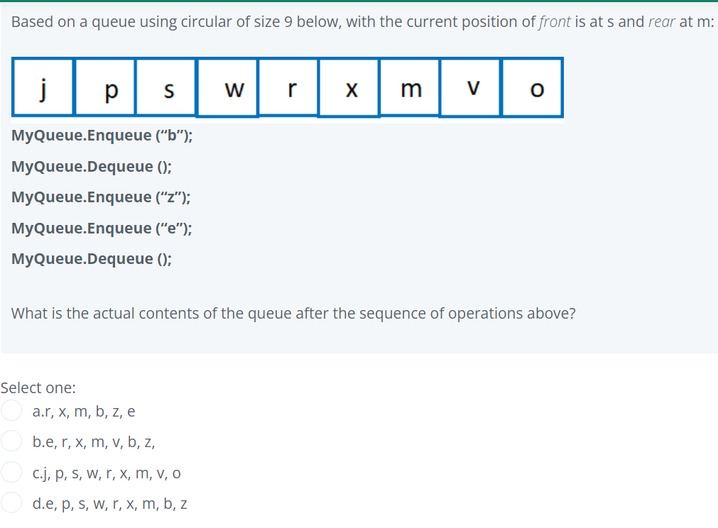 Solved Based on a queue using circular of size 9 below, with | Chegg.com