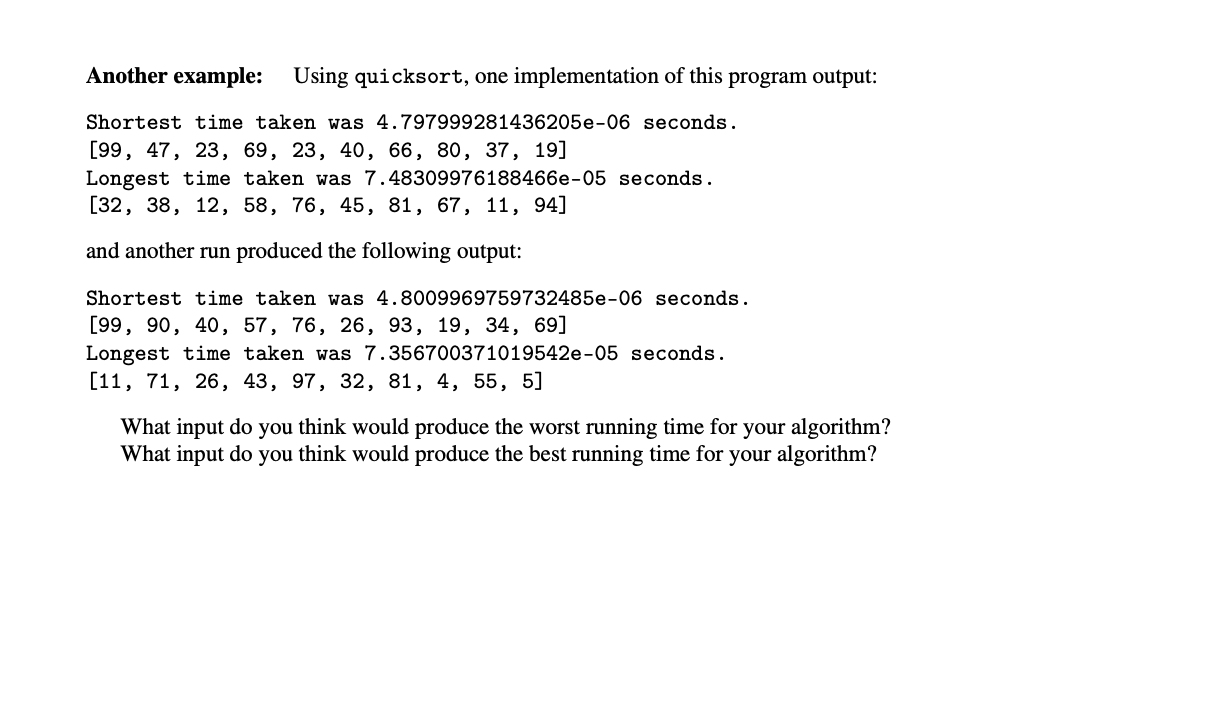 Solved Task 2: Task A: Adapt your sorting code from a | Chegg.com