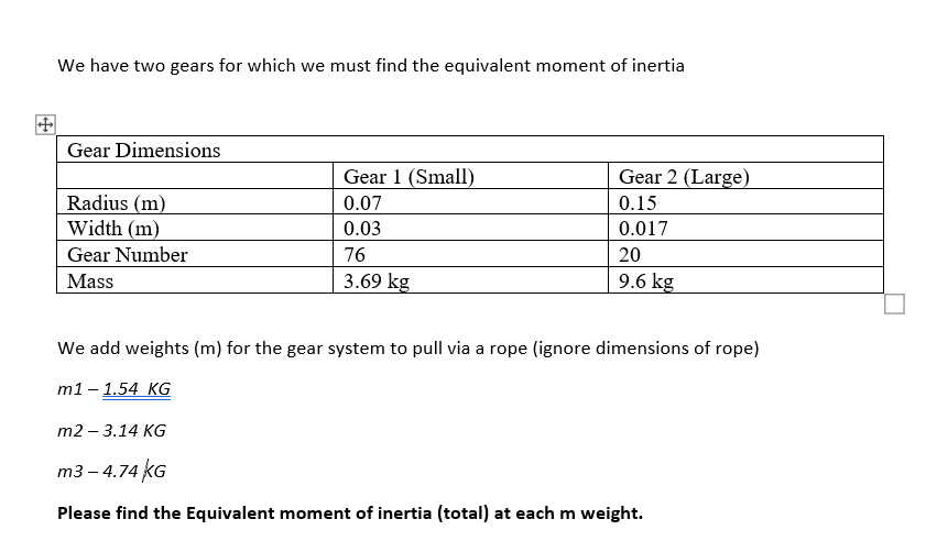 Solved We have two gears for which we must find the | Chegg.com