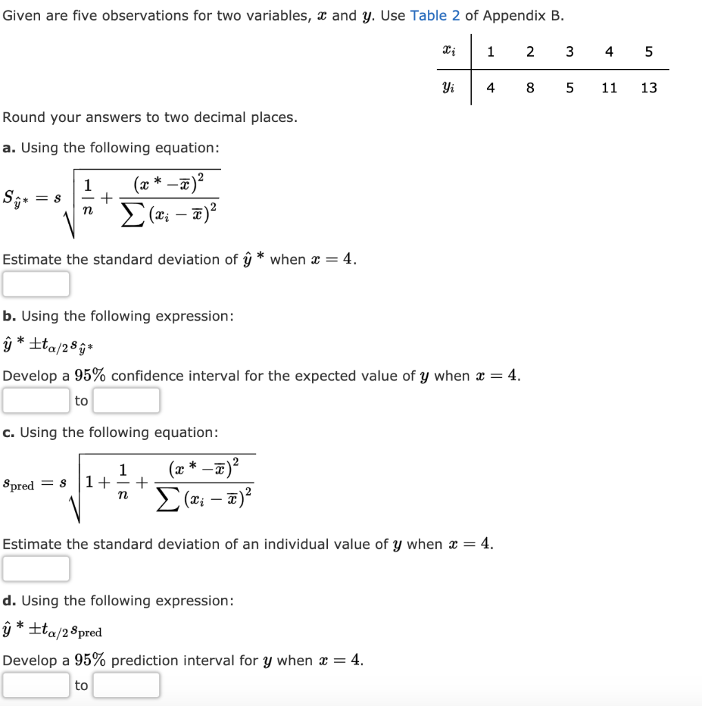 Solved Given Are Five Observations For Two Variables X And Chegg Com