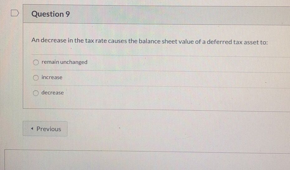 Solved Question 9 An decrease in the tax rate causes the | Chegg.com