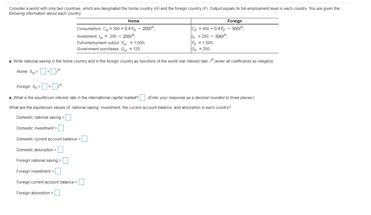 Solved Consider a world with only two countries, which are