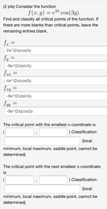 Solved Consider the function f(x, y) = e^2x cos(3y). Find | Chegg.com