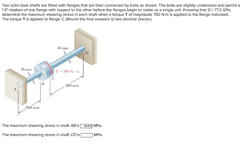 Two Solid Steel Shafts Are Fitted With Flanges That Chegg  Two Solid Steel Shafts Are Fitted With Flanges That Chegg