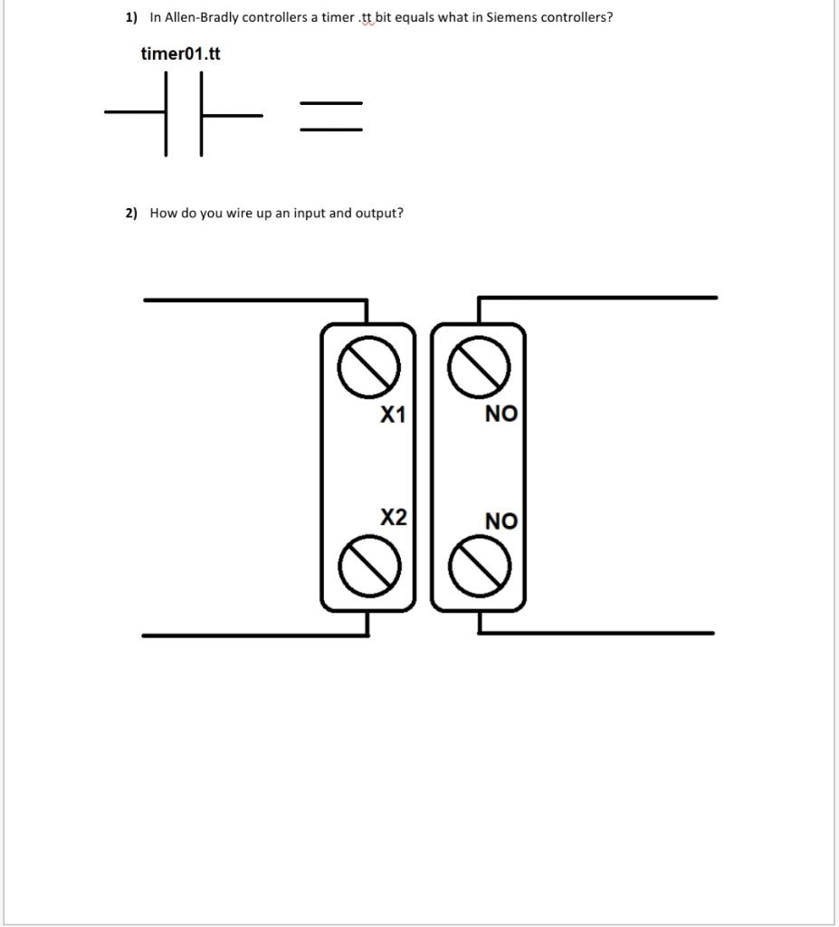 Solved 1) In Allen-Bradly controllers a timer.tt bit equals | Chegg.com