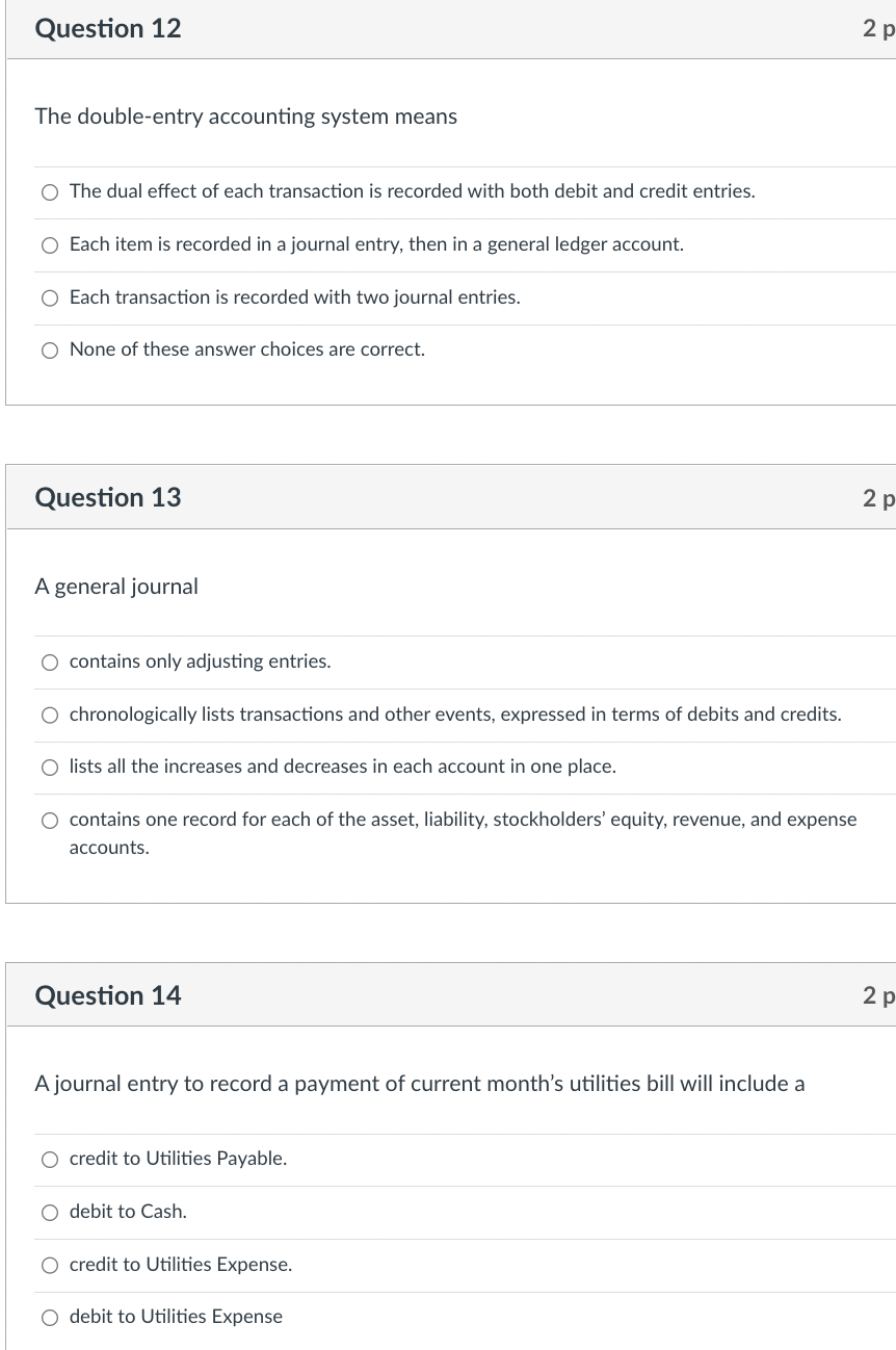 Solved The double-entry accounting system means The dual | Chegg.com