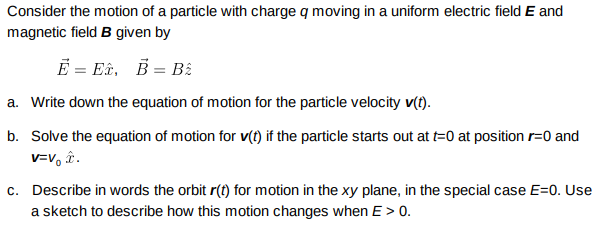 Solved Consider The Motion Of A Particle With Charge Q | Chegg.com