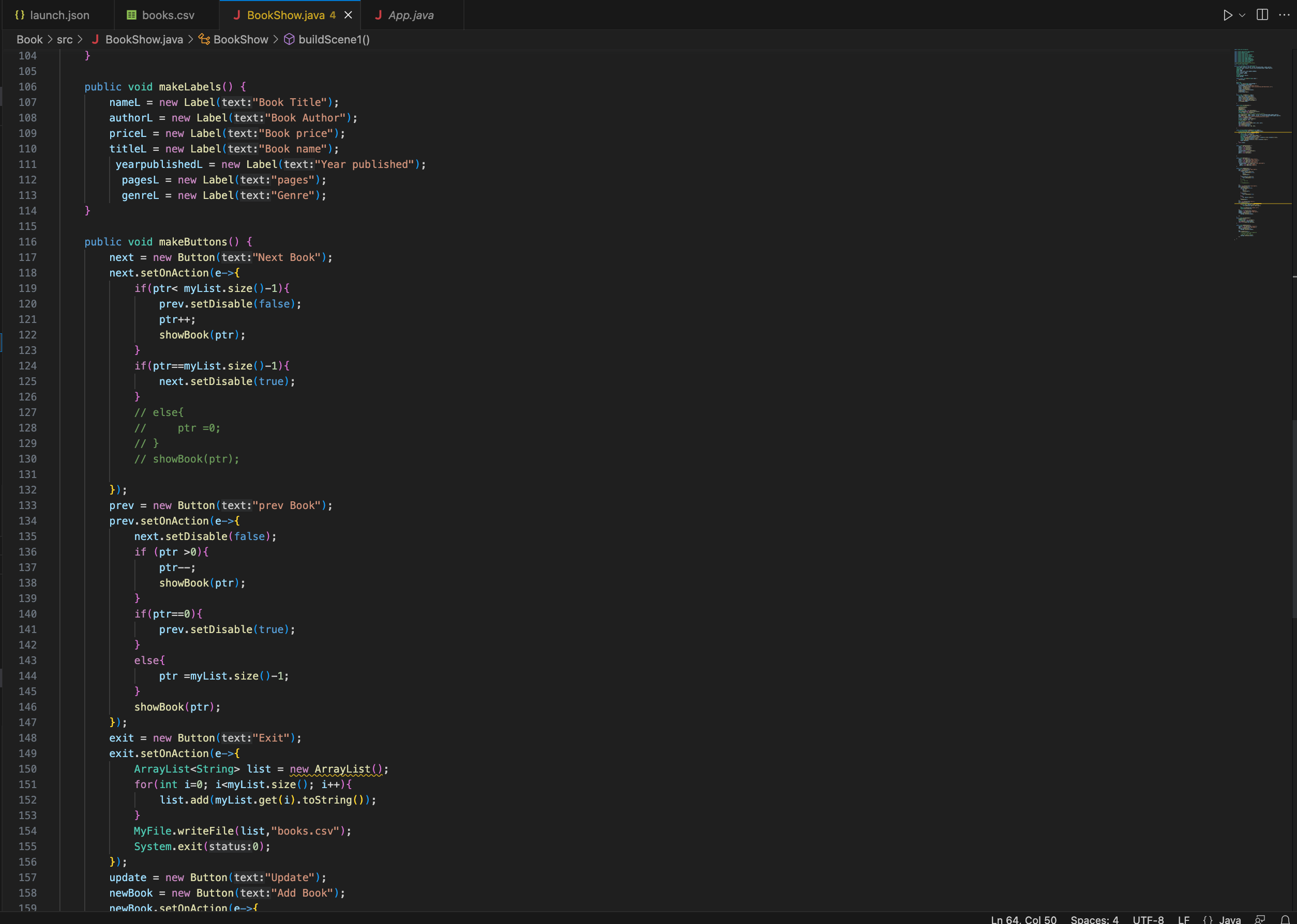 Solved ch.json books.csv J BookShow.java 4× J App.java src > | Chegg.com
