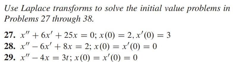 Solved Use Laplace transforms to solve the initial value | Chegg.com