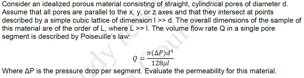Consider an idealized porous material consisting of | Chegg.com