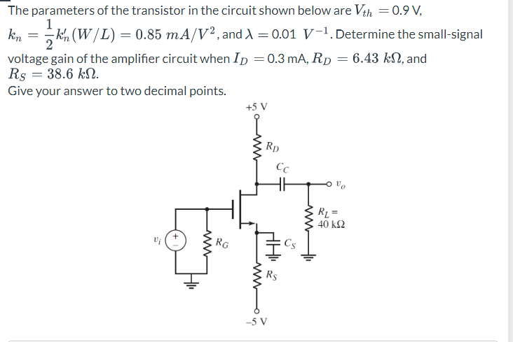 Solved The parameters of the transistor in the circuit shown | Chegg.com