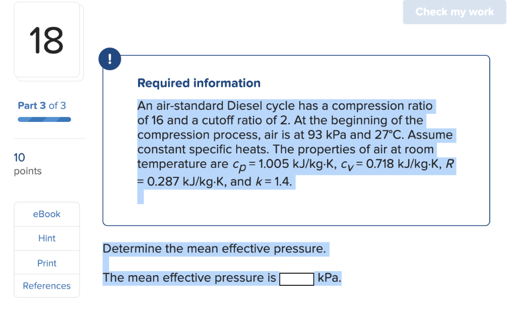 solved-an-air-standard-diesel-cycle-has-a-compression-ratio-chegg