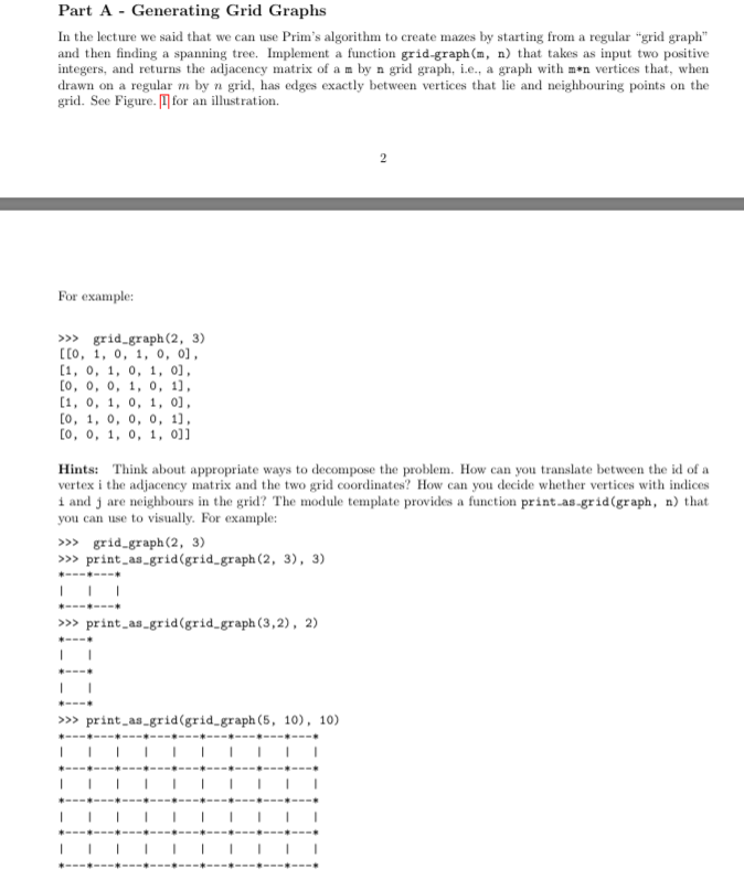 Solved Part A - Generating Grid Graphs In the lecture we | Chegg.com