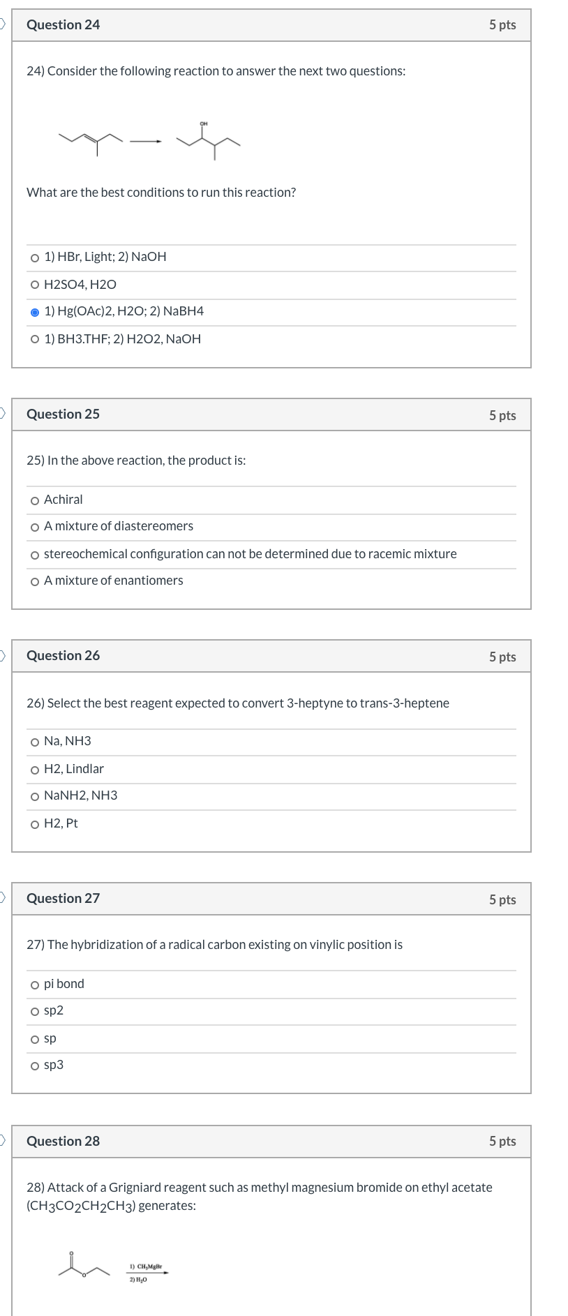 Solved Question 24 5 pts 24) Consider the following reaction | Chegg.com