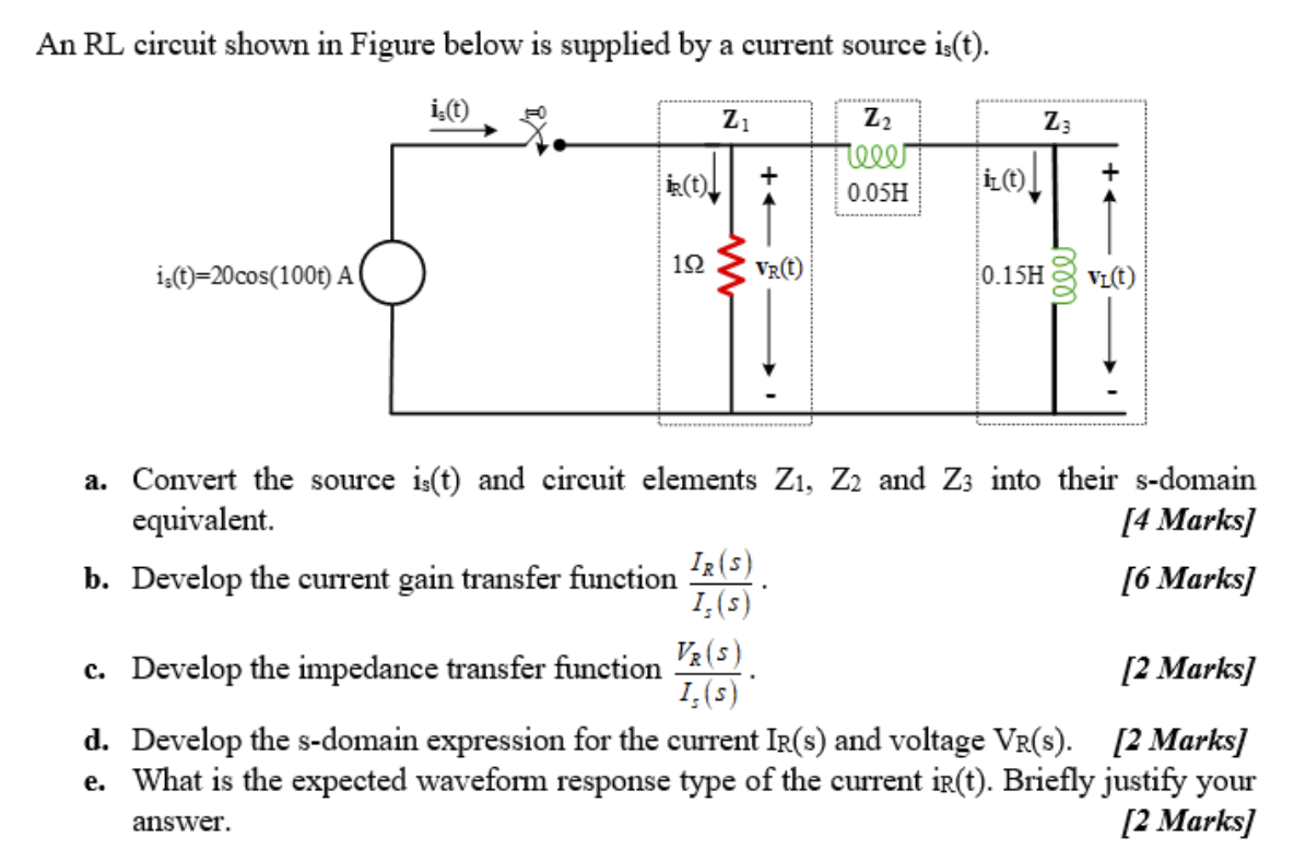 Solved An Rl Circuit Shown In Figure Below Is Supplied By Chegg Com