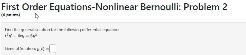 Solved First Order Equations-Nonlinear Bernoulli: Problem 2 | Chegg.com