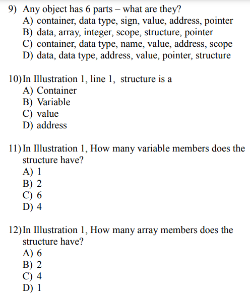 Solved 9) Any object has 6 parts - what are they? A) | Chegg.com