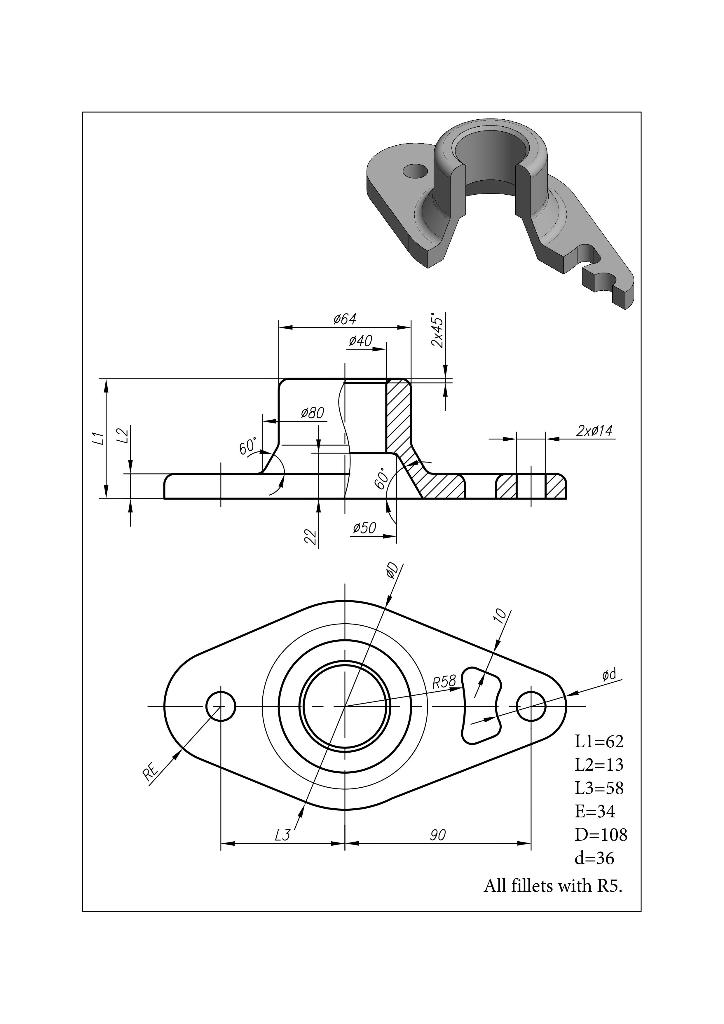 Solved Task: Redraw in Full scale (1:1) the given drawing of | Chegg.com