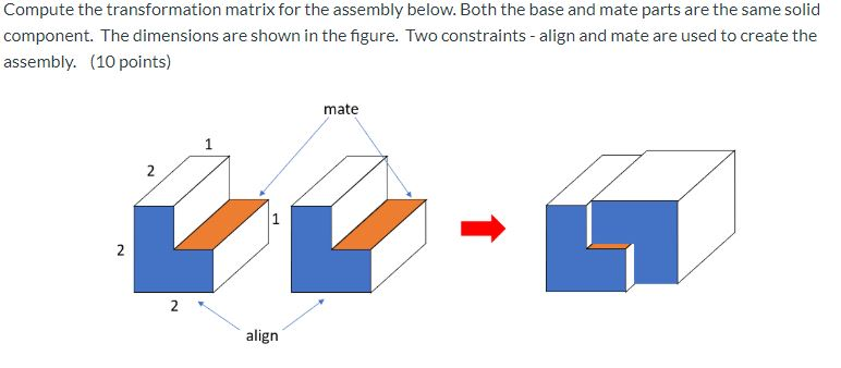 Component Transformation Matrix Compute the transformation matrix for the assembly | Chegg.com