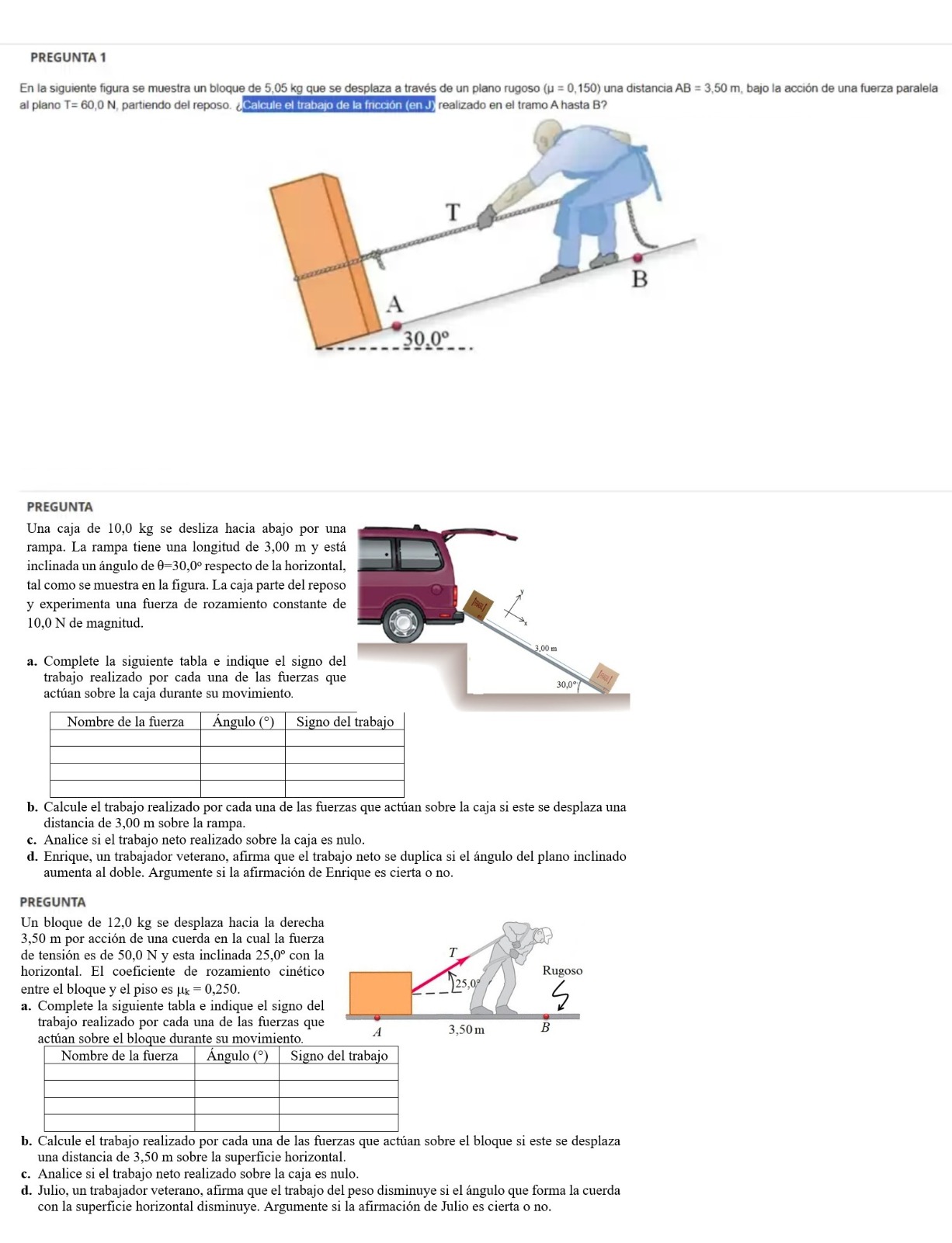 En la siguiente figura se muestra un bloque de \( 5.05 \mathrm{~kg} \) que se desplaza a través de un plano rugoso \( (\mu=0,