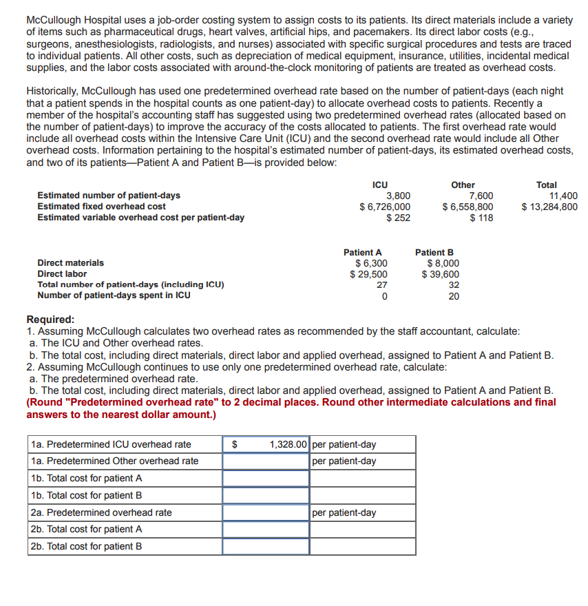 Solved McCullough Hospital Uses A Job-order Costing System | Chegg.com