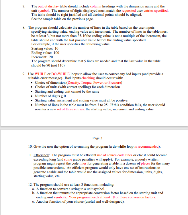 Dimension hotsell conversion table