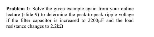 Solved EXAMPLE 2-8 Determine the ripple factor for the | Chegg.com