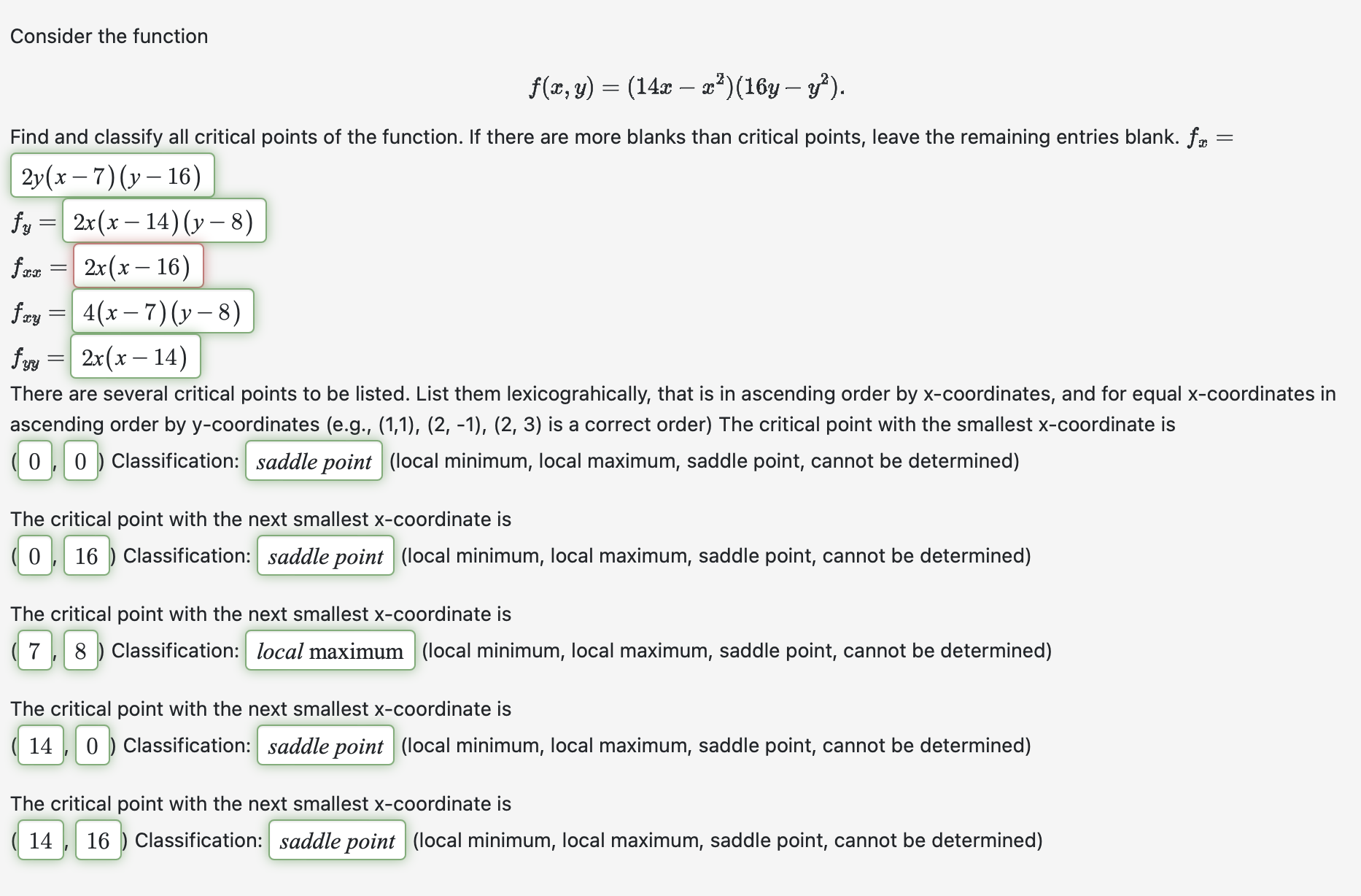 Solved Consider The Function F X Y 14x−x2 16y−y2 Find