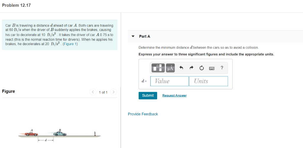 Solved Problem 12.17 Car Bis Traveling A Distance D Ahead Of | Chegg.com