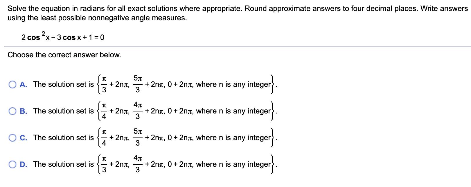 Solved Solve The Equation In Radians For All Exact Solutions | Chegg.com