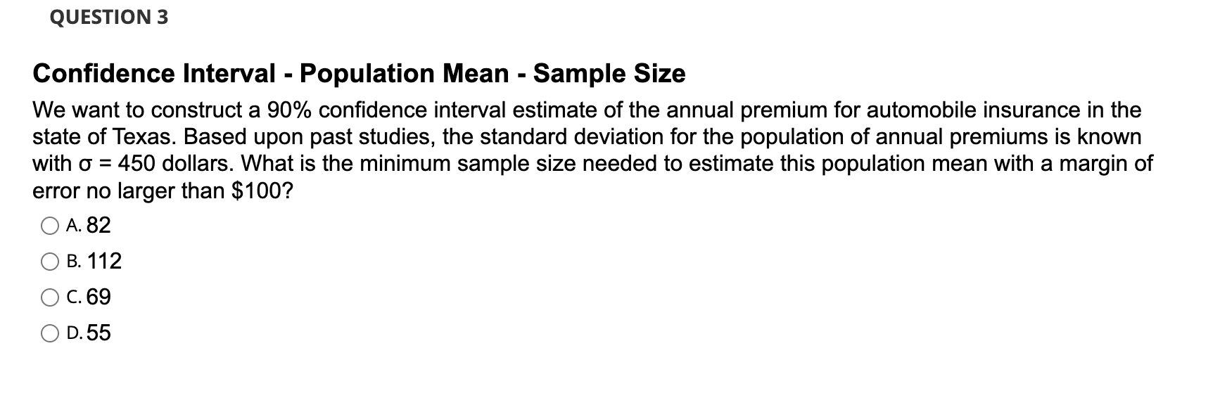 Solved Confidence Interval Population Mean Sample Size