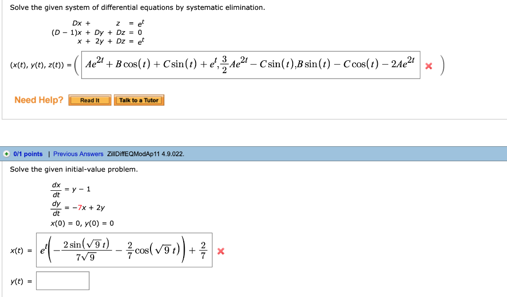 Solved Solve The Given System Of Differential Equations By 0893