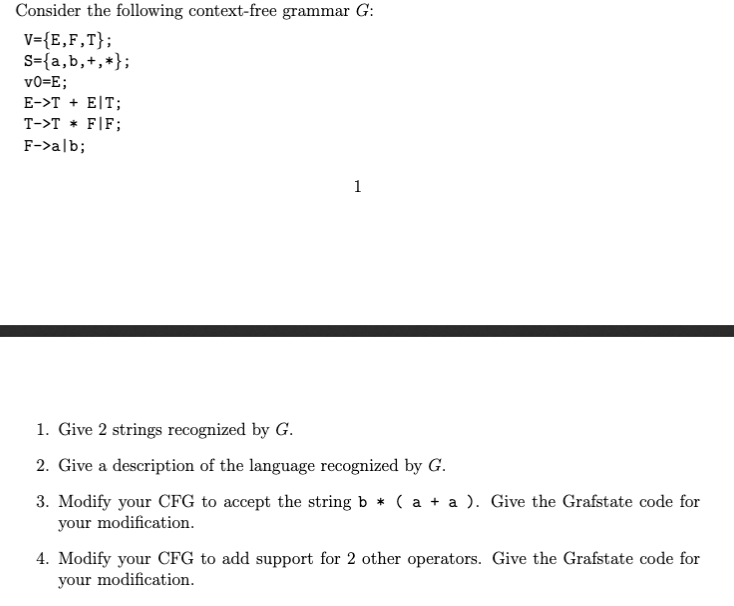Solved Consider The Following Context Free Grammar G V Chegg Com