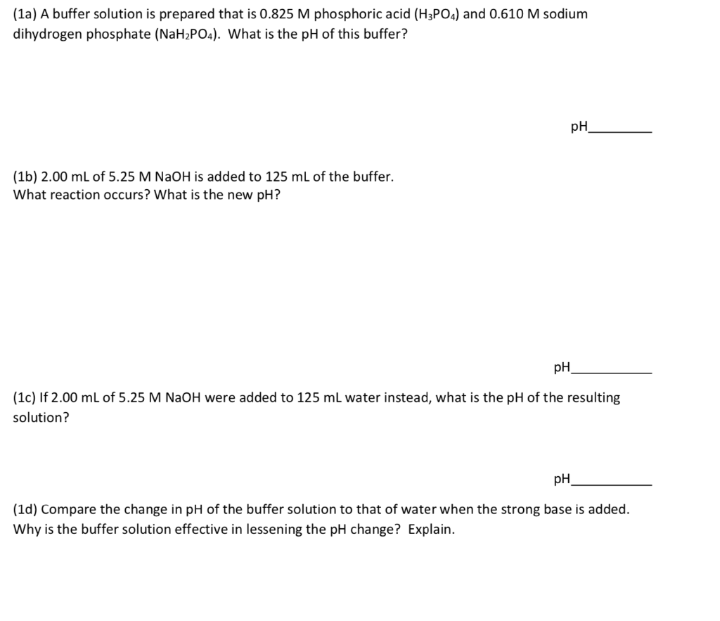 Solved (1a) A buffer solution is prepared that is 0.825 M | Chegg.com