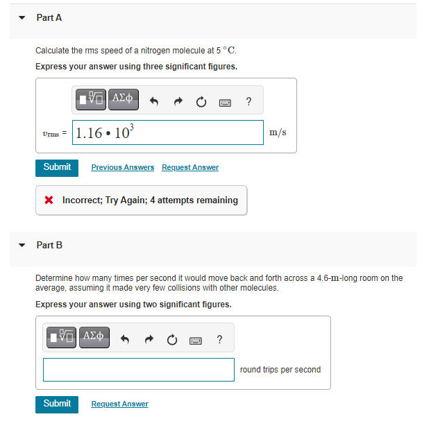 Solved Calculate the rms speed of a nitrogen molecule at | Chegg.com