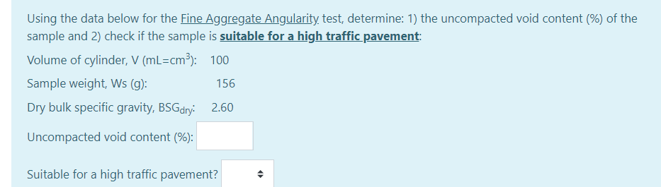 Solved Using The Data Below For The Fine Aggregate Angula Chegg Com