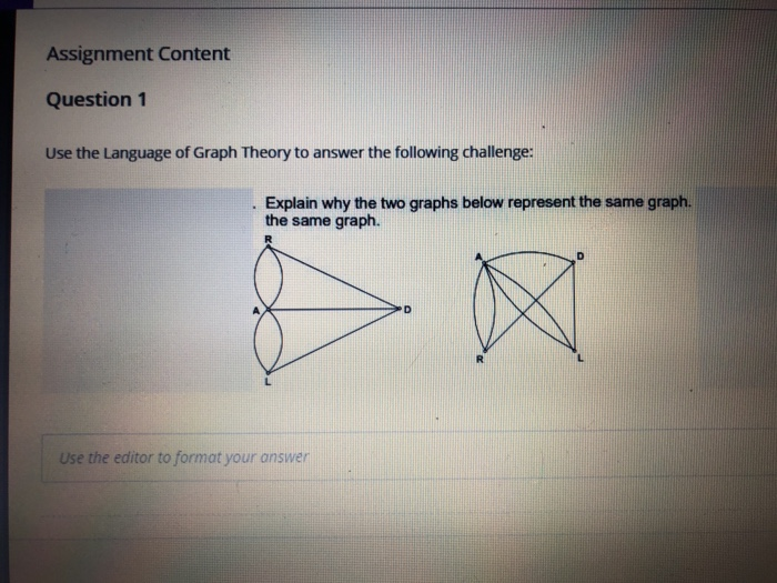 Solved Assignment Content Question 1 Use the Language of | Chegg.com