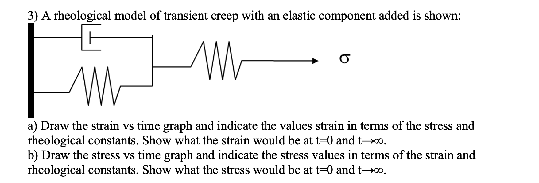 3) A rheological model of transient creep with an | Chegg.com