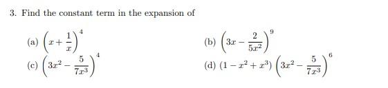 Solved 1. Use Binomial Theorem To Expand The Following | Chegg.com