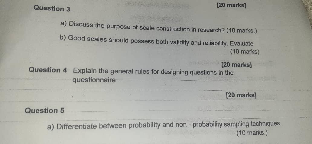 Solved Question 3 [20 marks] a) Discuss the purpose of scale | Chegg.com