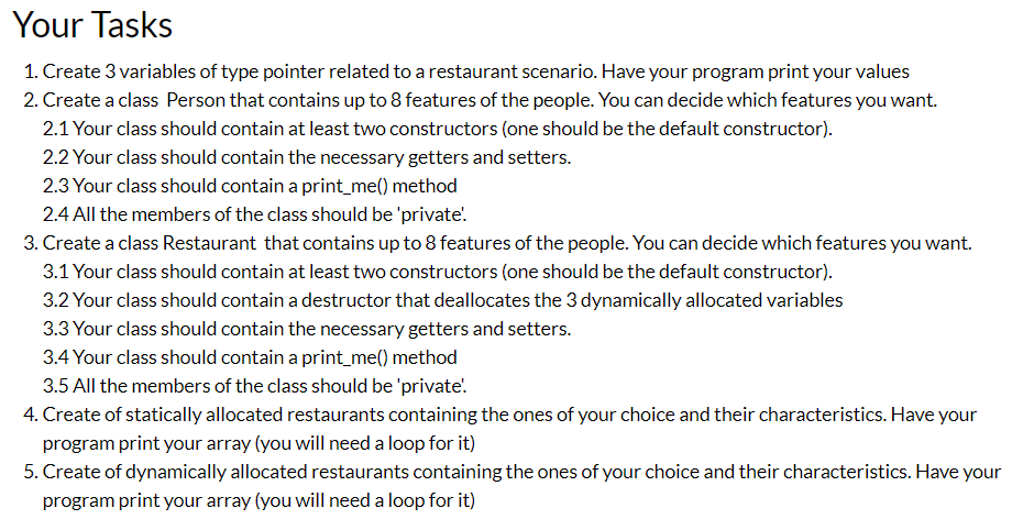 Solved Your Tasks 1. Create 3 variables of type pointer | Chegg.com