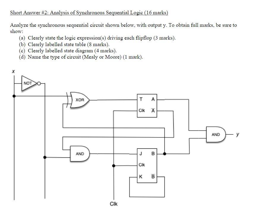 Solved Short Answer #2: Analysis of Synchronous Sequential | Chegg.com ...